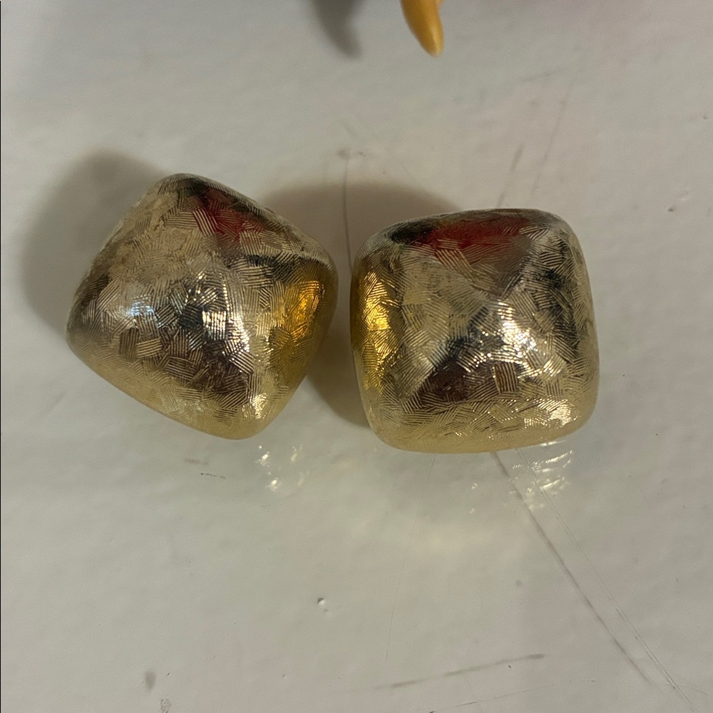 Vintage Gold Nugget Clip-On Earrings